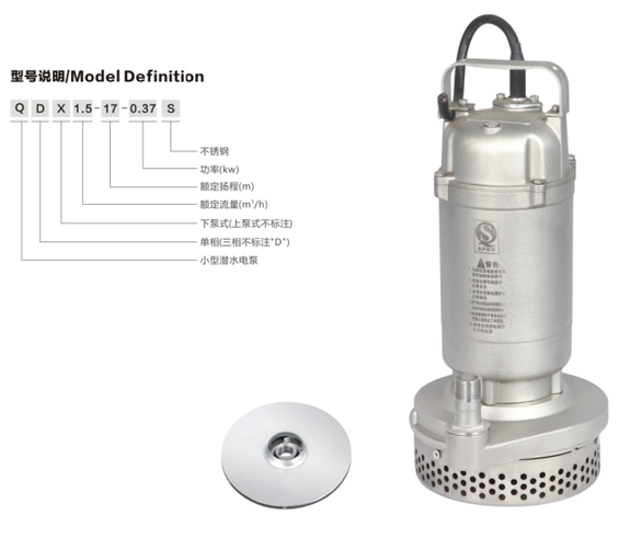 Q(D)X-S 不锈钢精密铸造小型潜水电泵 (丝口出水)